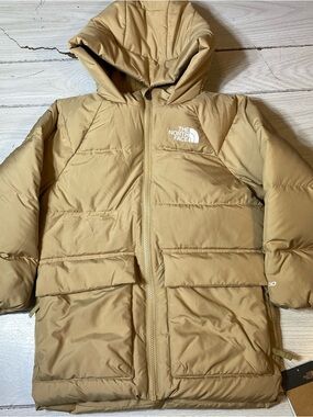 THE NORTH FACE TEEN HOODED 600 DOWN JACKET Khaki Parka XS  NWT!